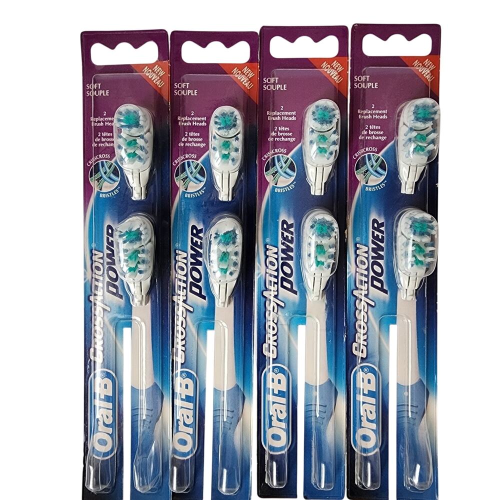 Oral-B Crossaction Power Replacement Brush Heads Soft Lot Of 4 New